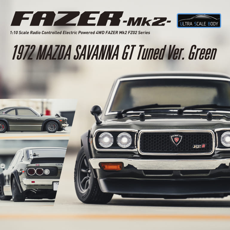 1/10 Scale Radio Controlled Electric Powered 4WD FAZER Mk2 FZ02 Series Readyset 1972 MAZDA SAVANNA GT Tuned Ver.