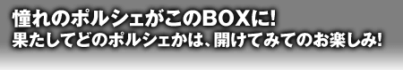 憧れのポルシェがこのBOXに!果たしてどのポルシェかは開けてみてのお楽しみ!