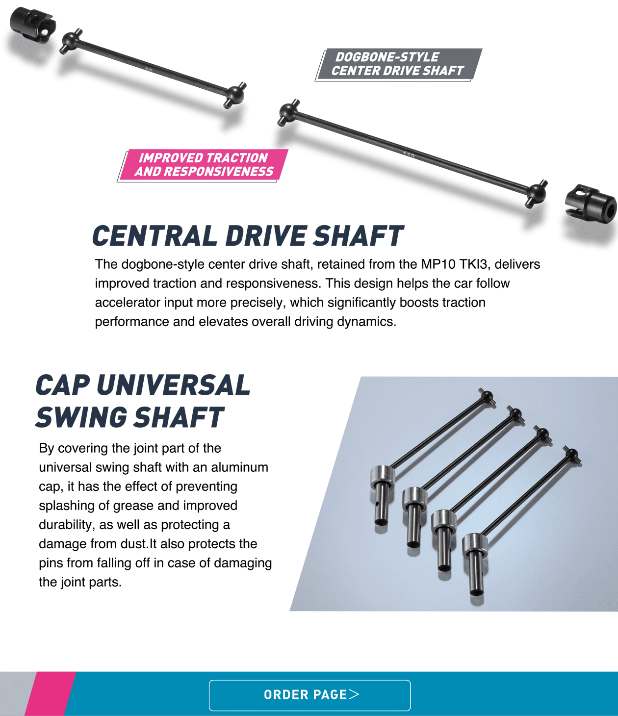 NEW CHASSIS / CENTRAL DRIVE SHAFT, CAP UNIVERSAL SWING SHAFT