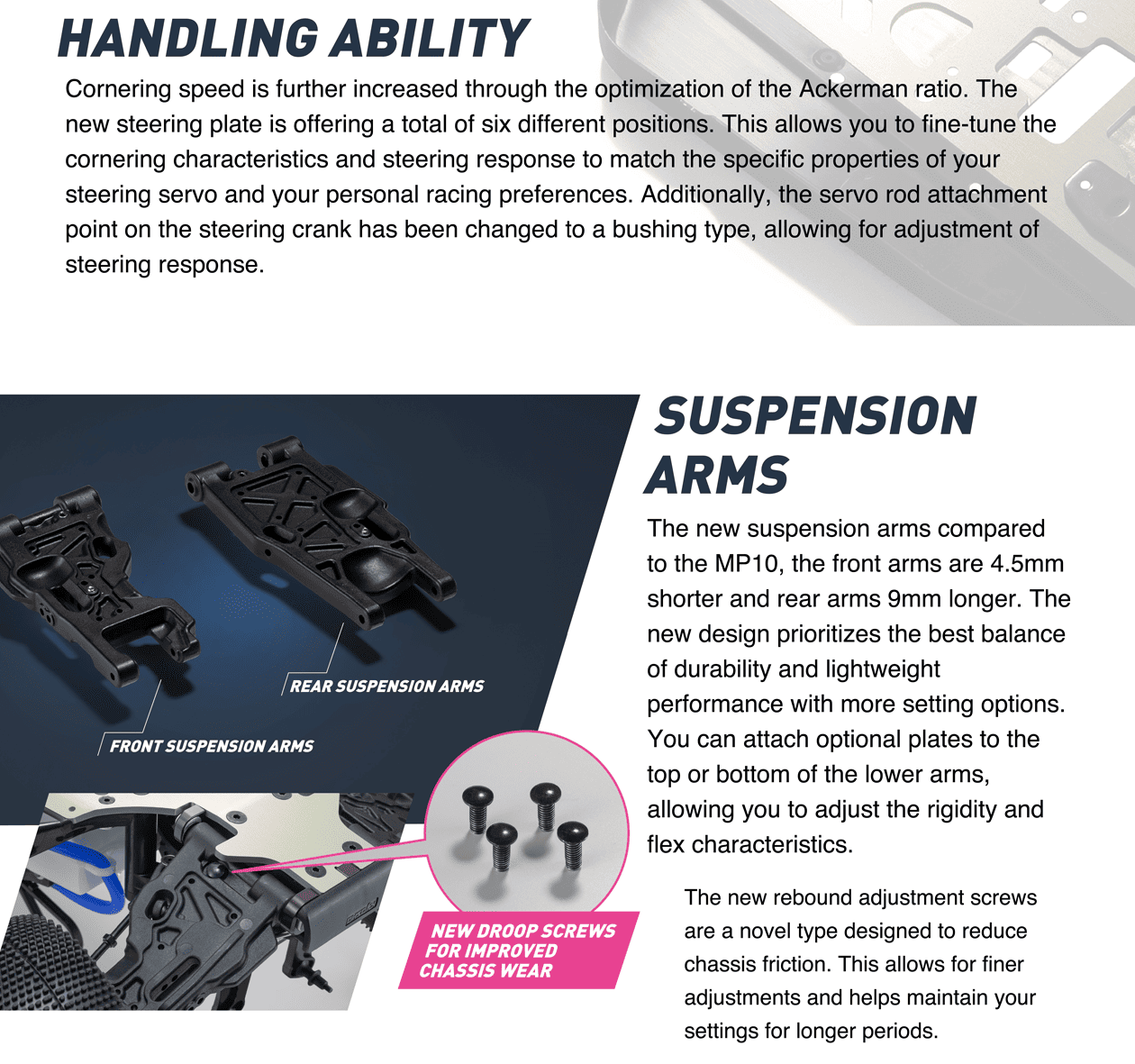 MAIN CHASSIS / HANDLING ABILITY, SUSPENSION ARMS