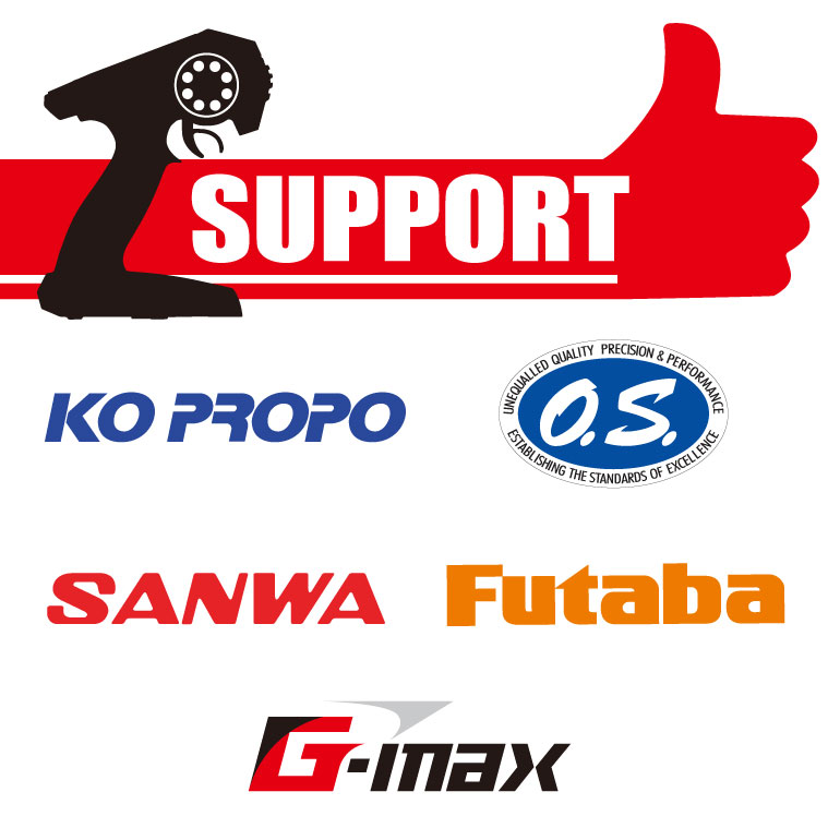 「SUPPORT!　KO PROPO / SANWA / O.S.ENGINES / G-max」